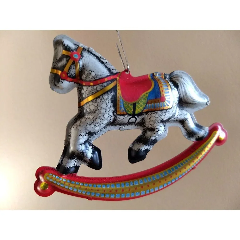 Hallmark TIN ROCKING HORSE Keepsake Christmas Ornament Vintage 1983 Original Box